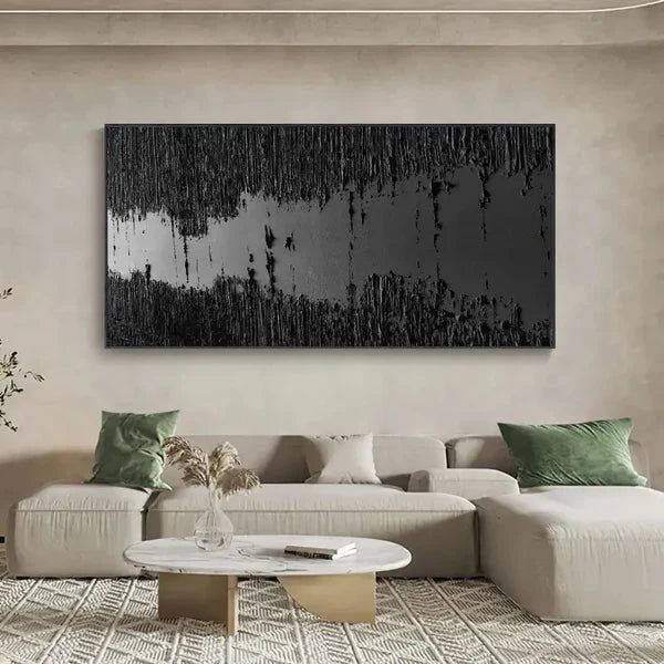 Black Minimalist Textured Painting #MZ014