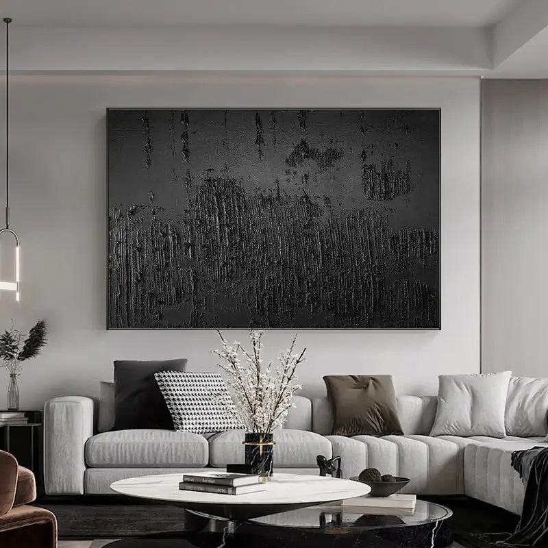 Black Minimalist Textured Painting #MZ018