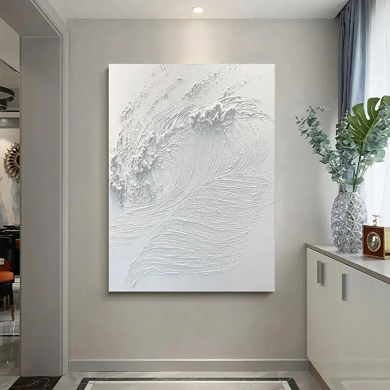 White Minimalist Textured Painting Canvas #MM014