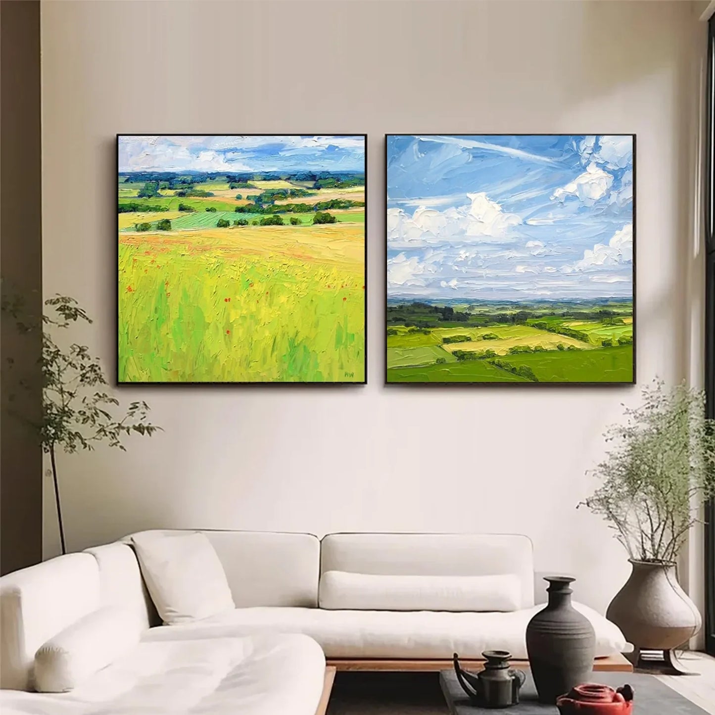 Abstract Urban Squsre Set of 2  Landscape Painting #UL 040