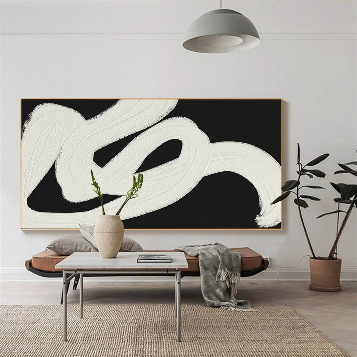 Black White Textured Minimalist Wall Art #MZ066