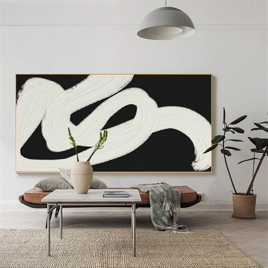 Black White Textured Minimalist Wall Art #MZ066
