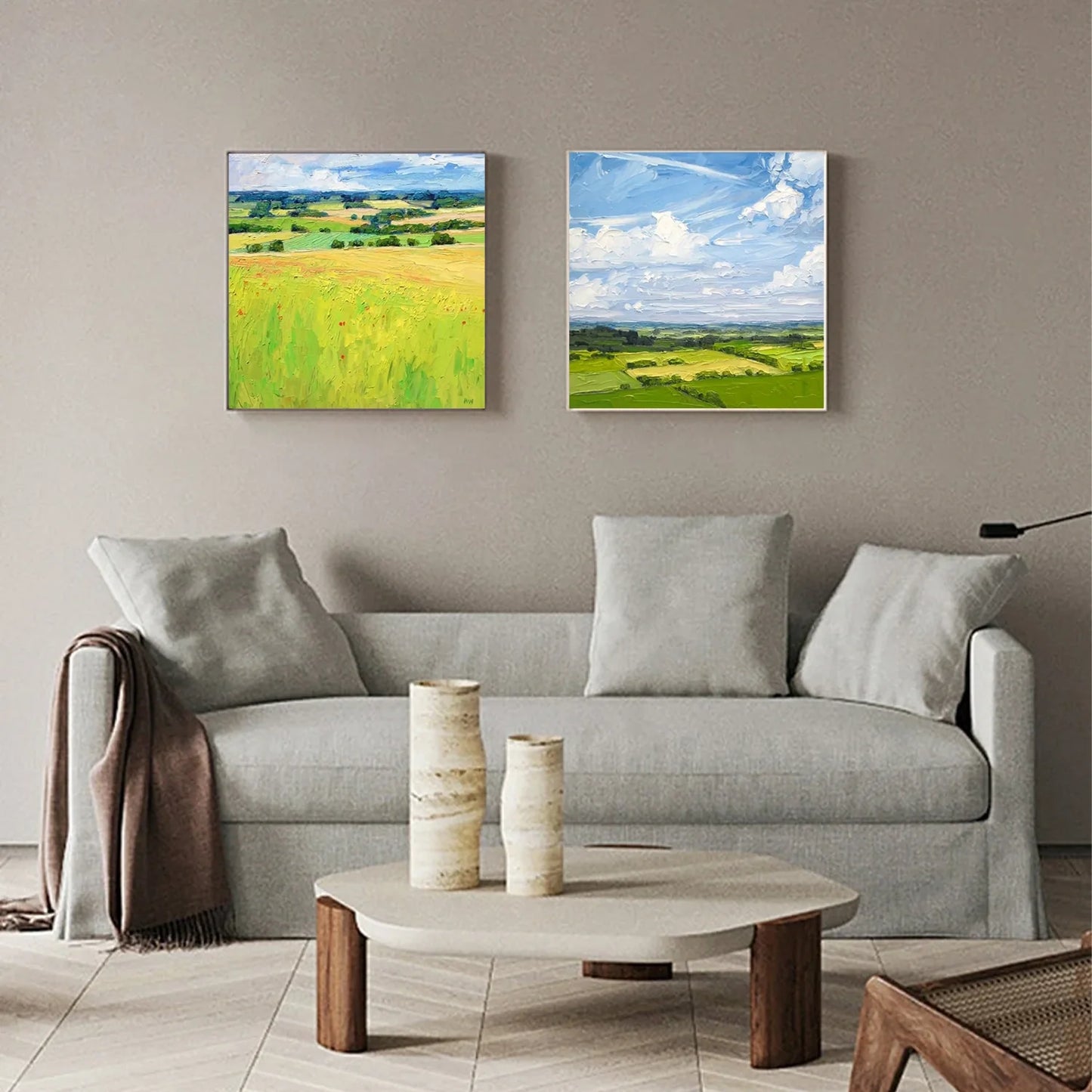 Abstract Urban Squsre Set of 2  Landscape Painting #UL 040