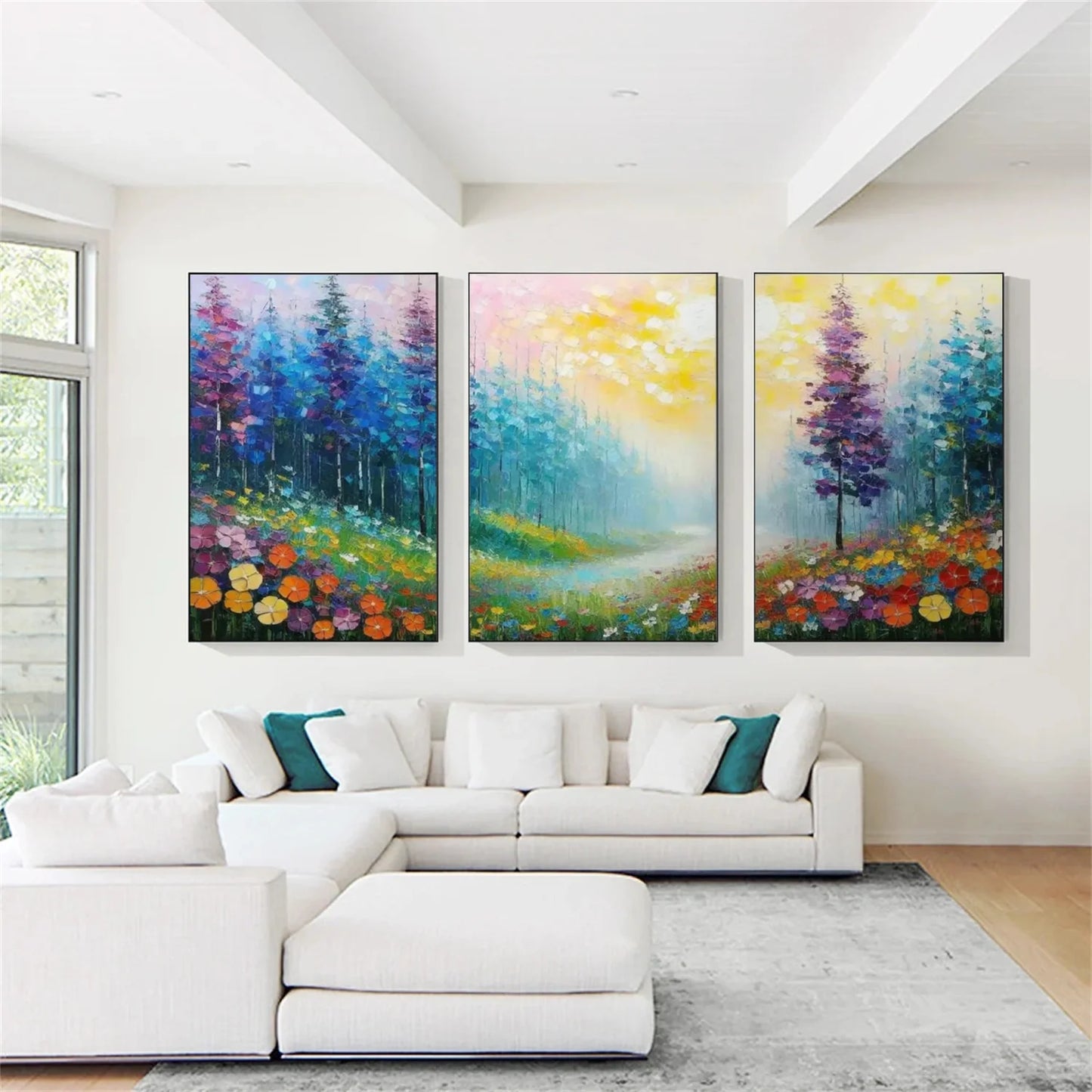 Colorful Abstract Urban Set of 3  Landscape Painting #UL 047