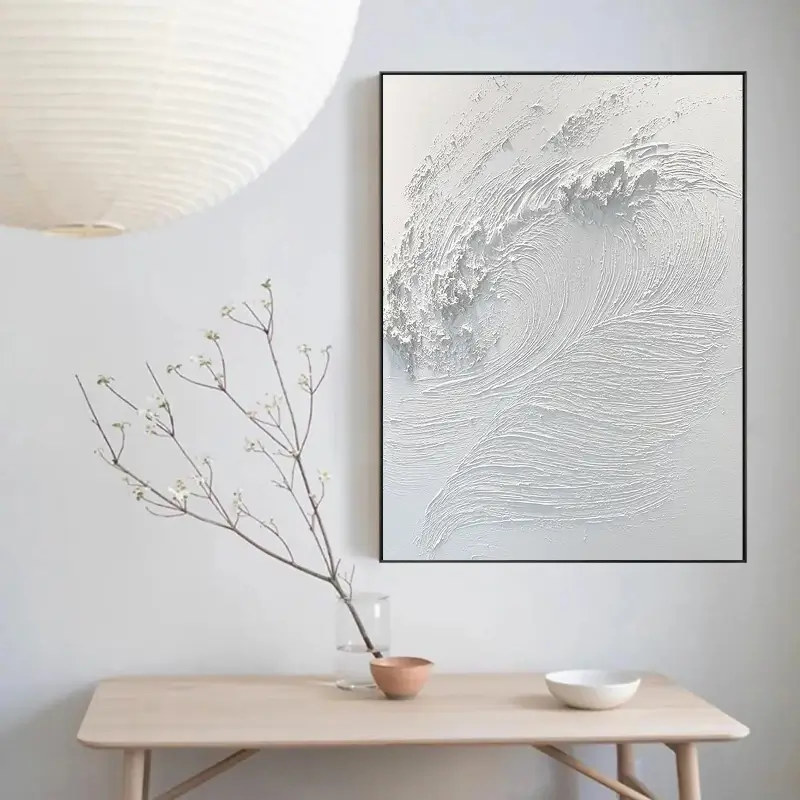 White Minimalist Textured Painting Canvas #MM014