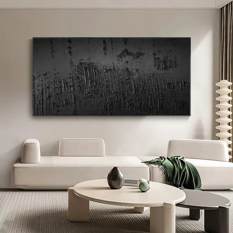Black Minimalist Textured Painting #MZ018