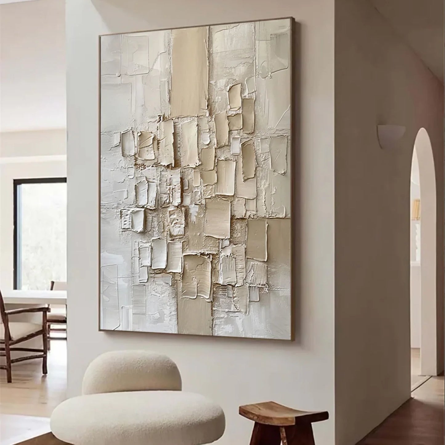 Beige Abstract Textured Wall Art #AB 477