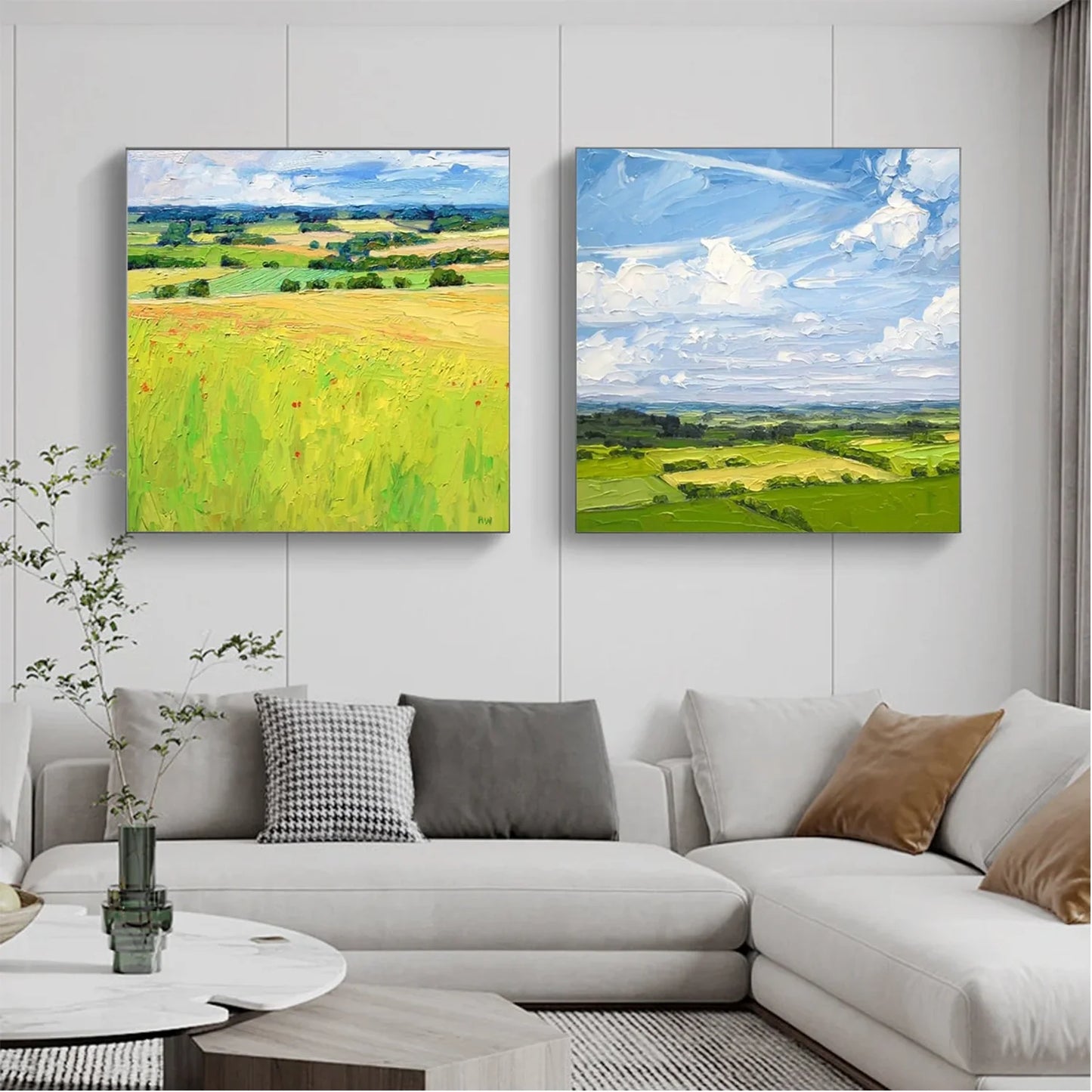 Abstract Urban Squsre Set of 2  Landscape Painting #UL 040