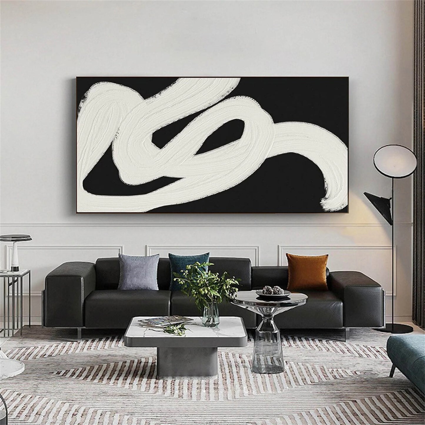 Black White Textured Minimalist Wall Art #MZ066