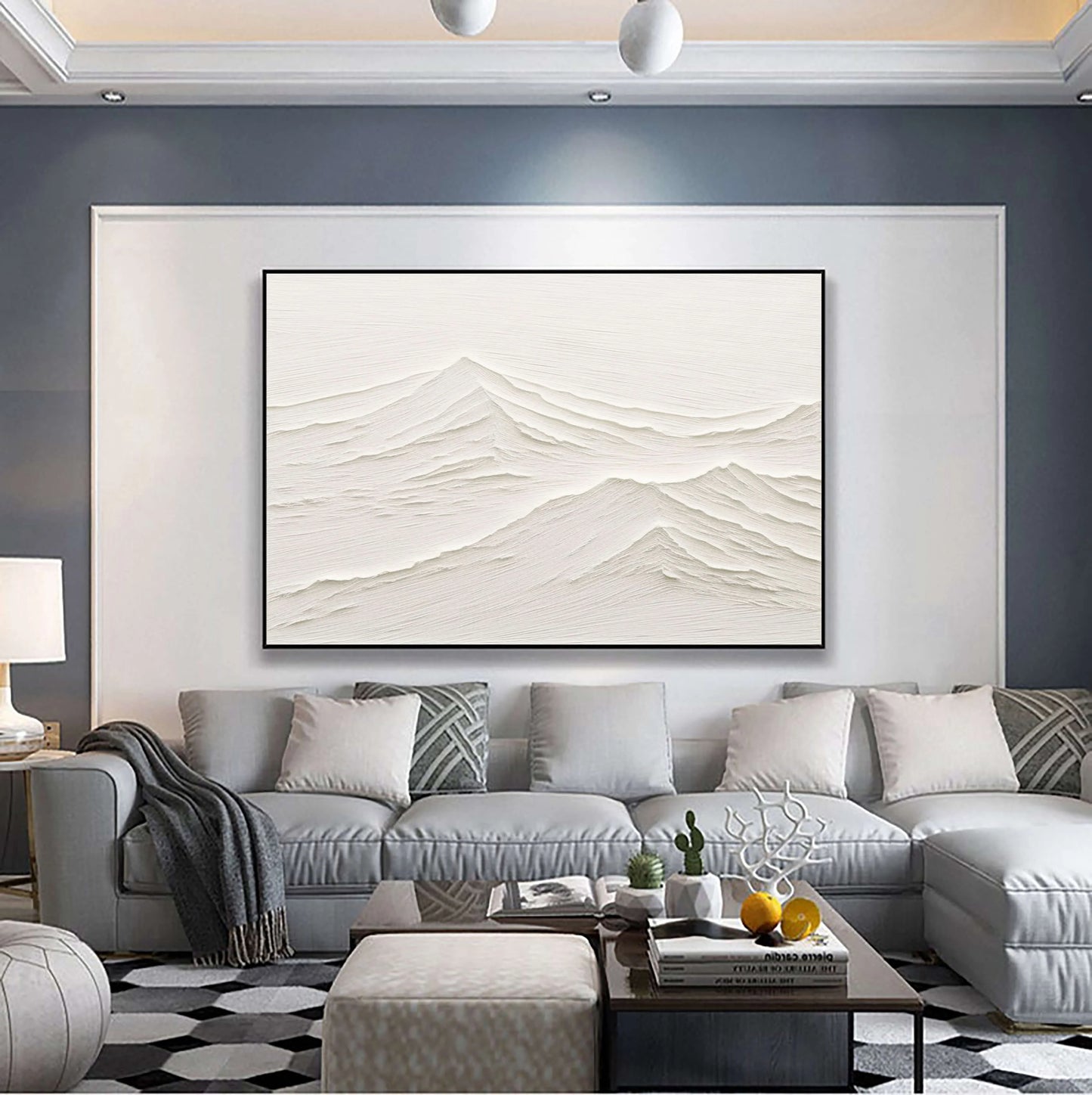 White Minimalist Textured Painting Canvas #MM071