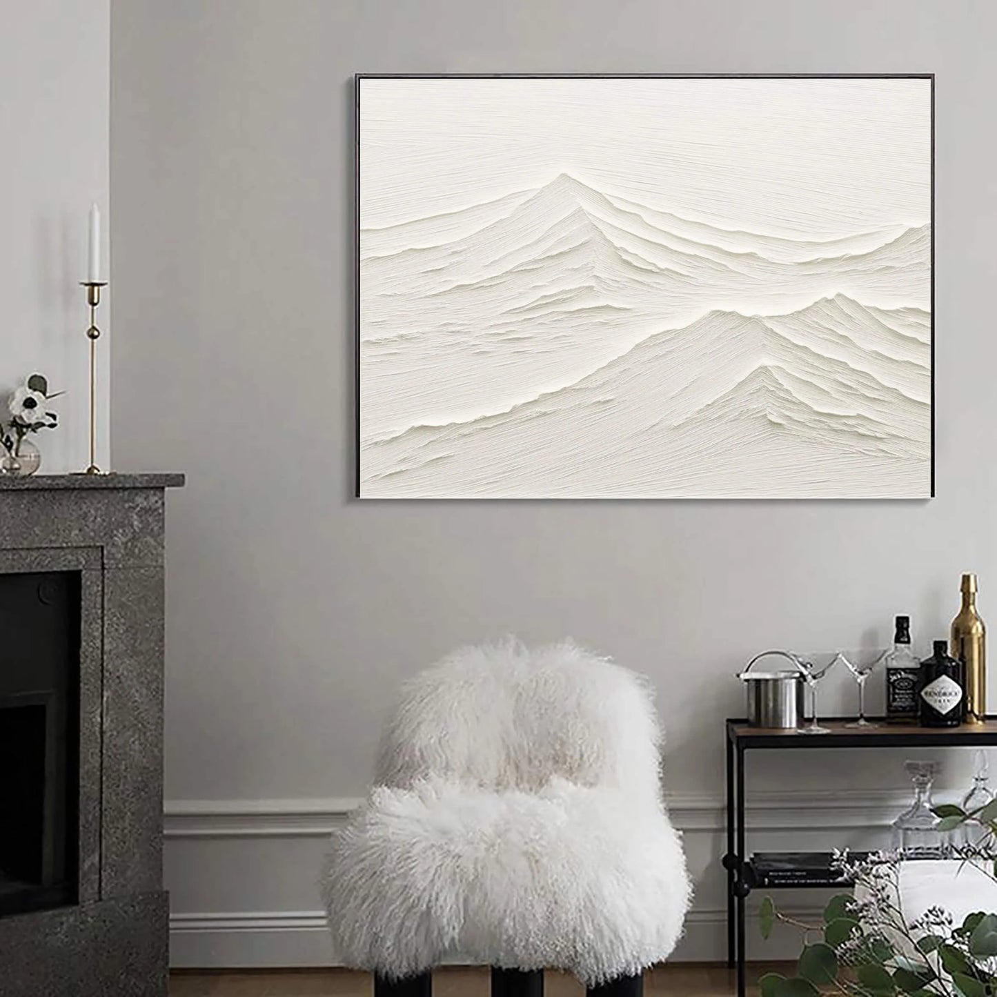 White Minimalist Textured Painting Canvas #MM071