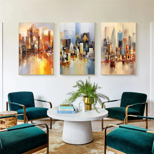 Colorful Abstract Urban Set of 3  Landscape Painting #UL 038