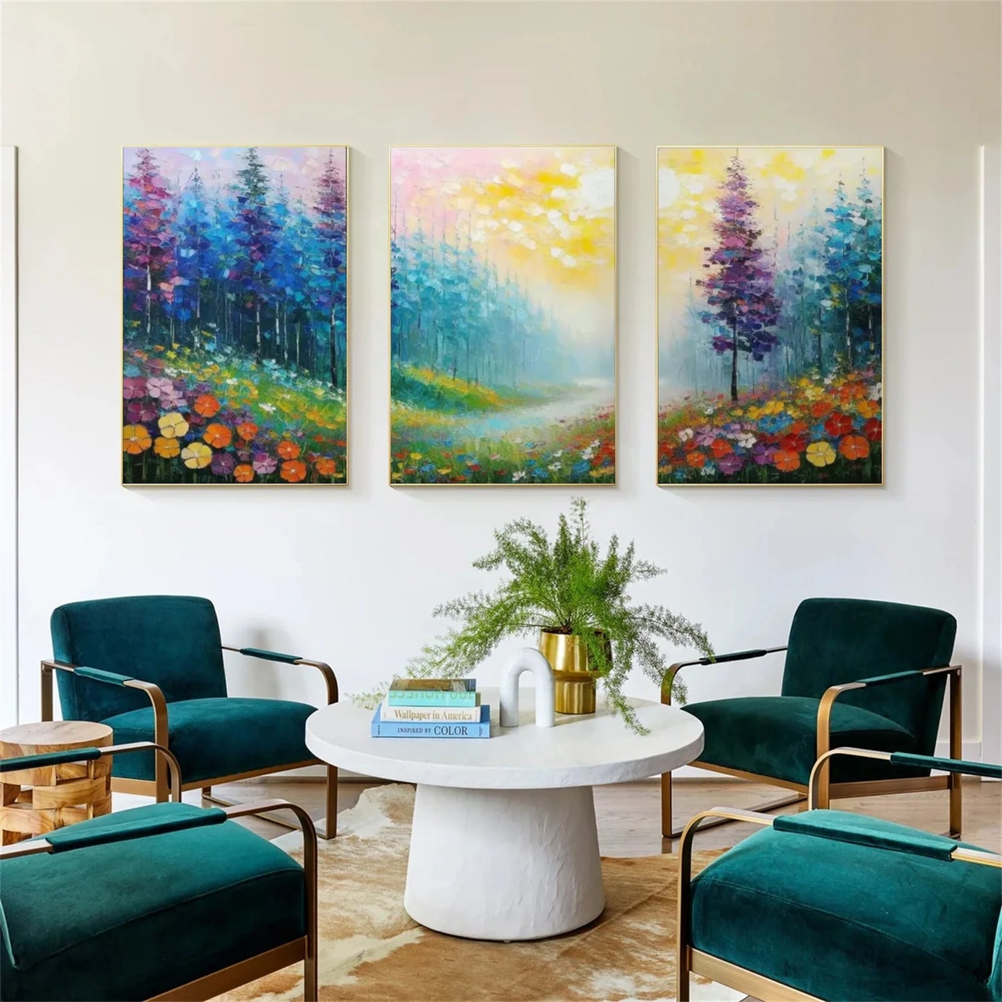 Colorful Abstract Urban Set of 3  Landscape Painting #UL 047