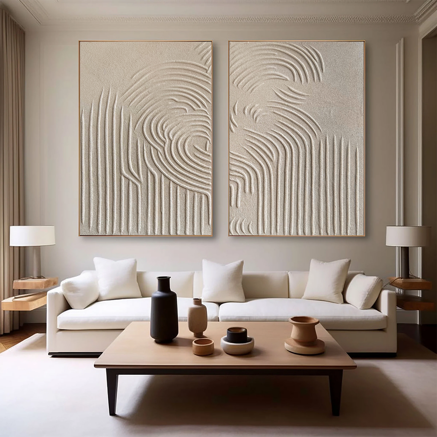 Beige & Brown Abstract Set of 2 #BB066