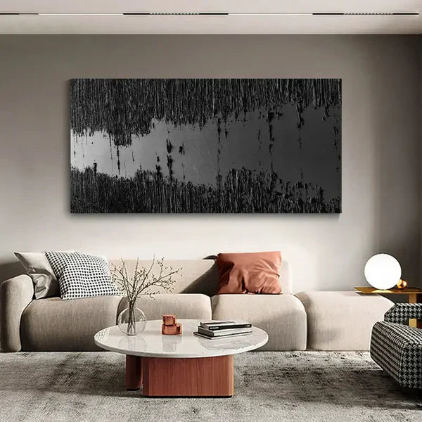 Black Minimalist Textured Painting #MZ014