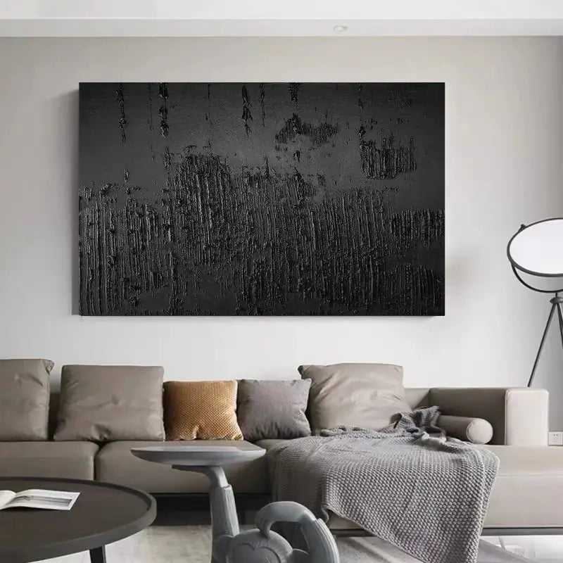 Black Minimalist Textured Painting #MZ018