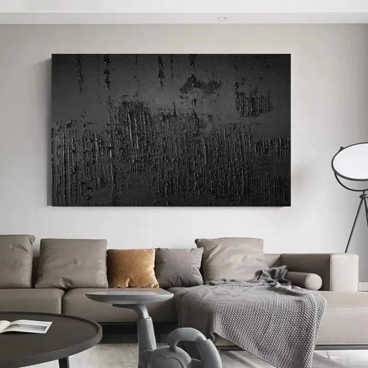 Black Minimalist Textured Painting #MZ018