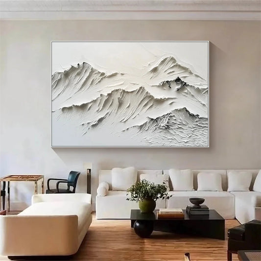 White Minimalist Textured Painting Canvas #MM158
