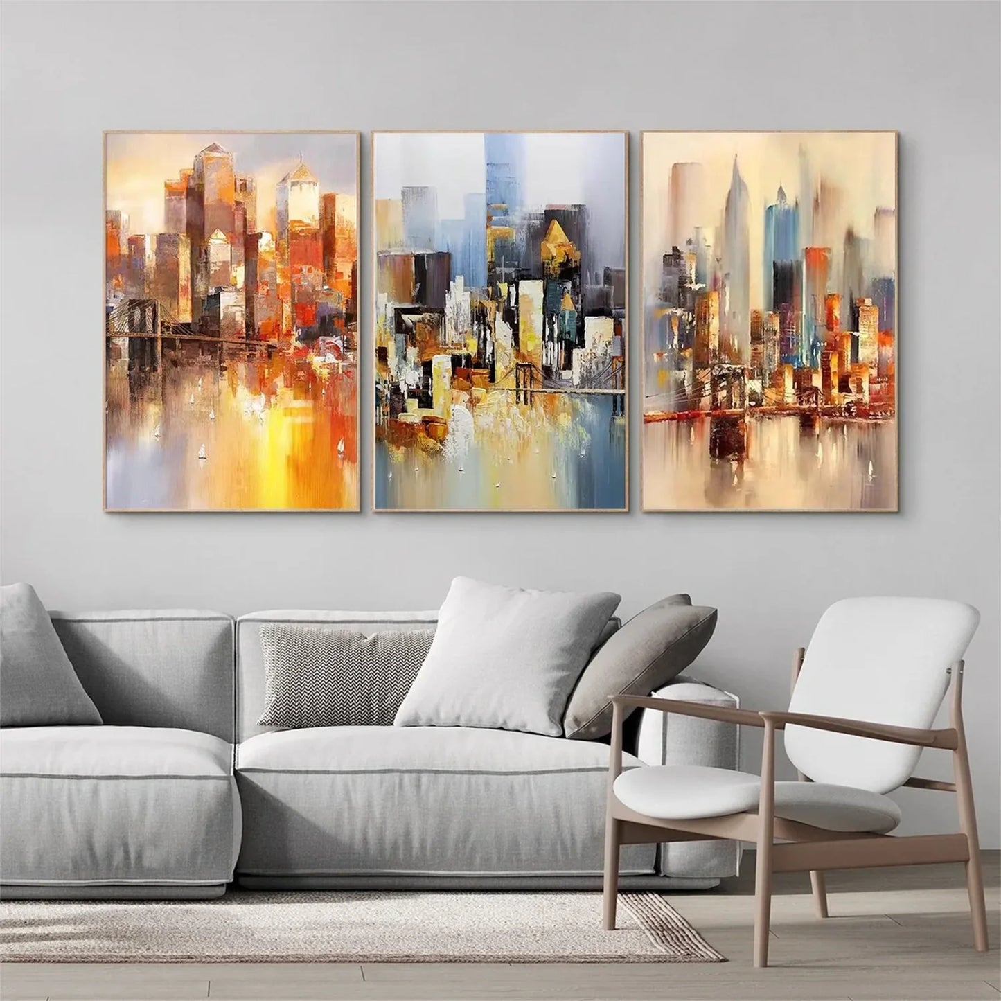 Colorful Abstract Urban Set of 3  Landscape Painting #UL 038