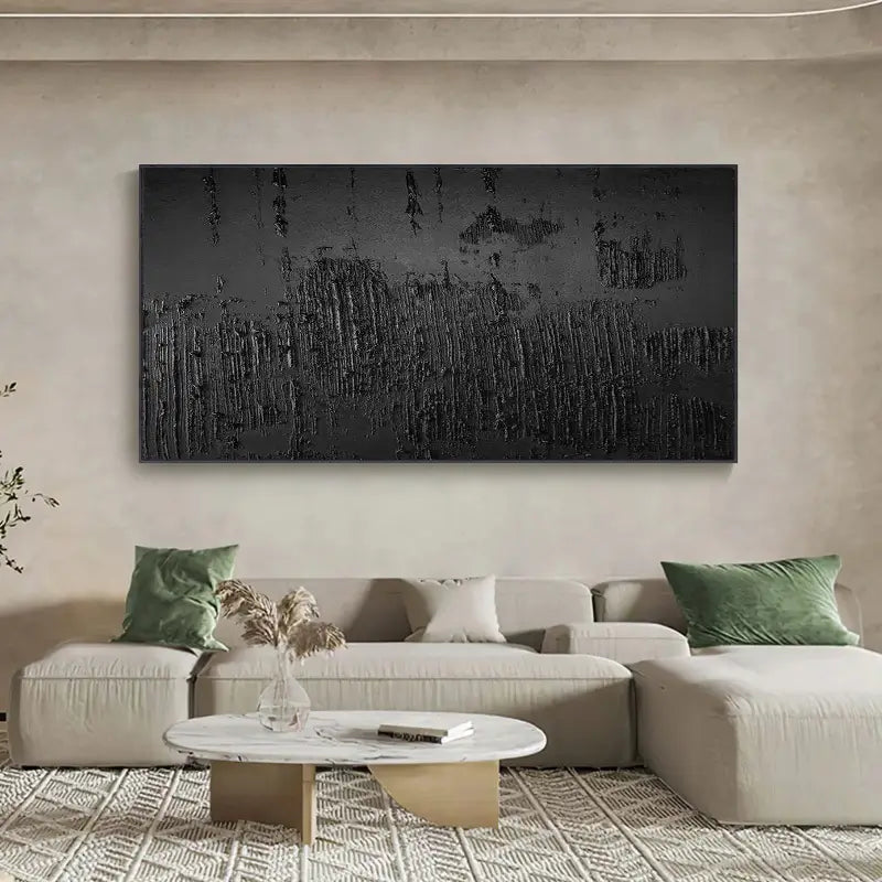 Black Minimalist Textured Painting #MZ018
