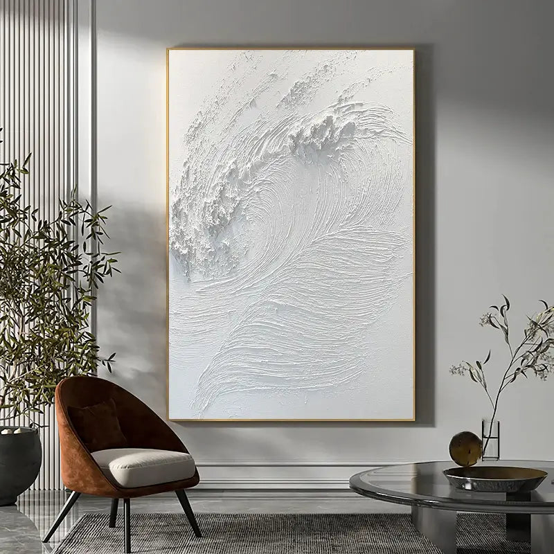 White Minimalist Textured Painting Canvas #MM014