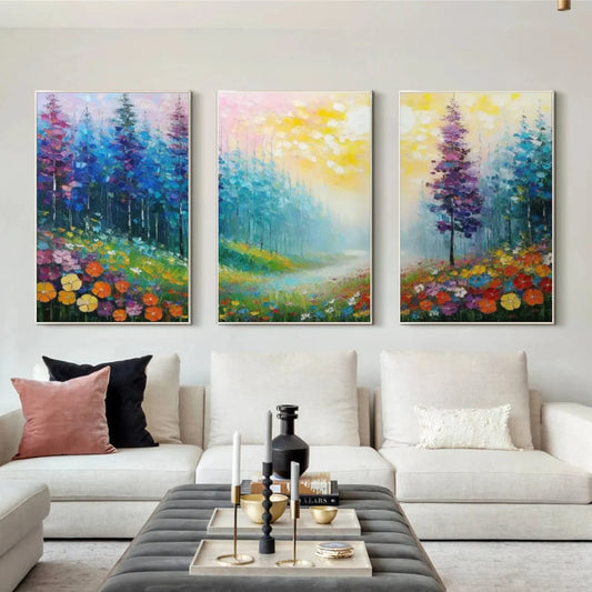 Colorful Abstract Urban Set of 3  Landscape Painting #UL 047
