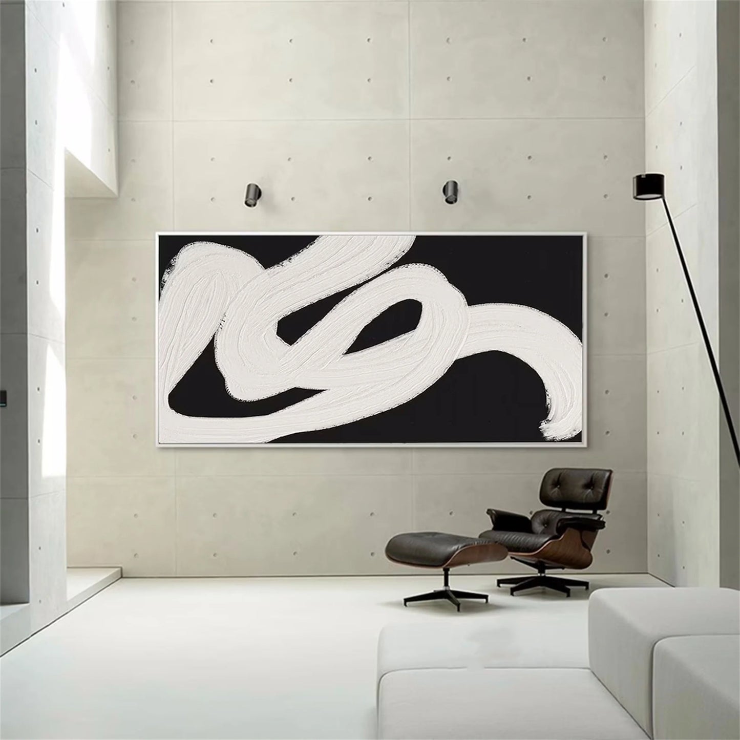 Black White Textured Minimalist Wall Art #MZ066