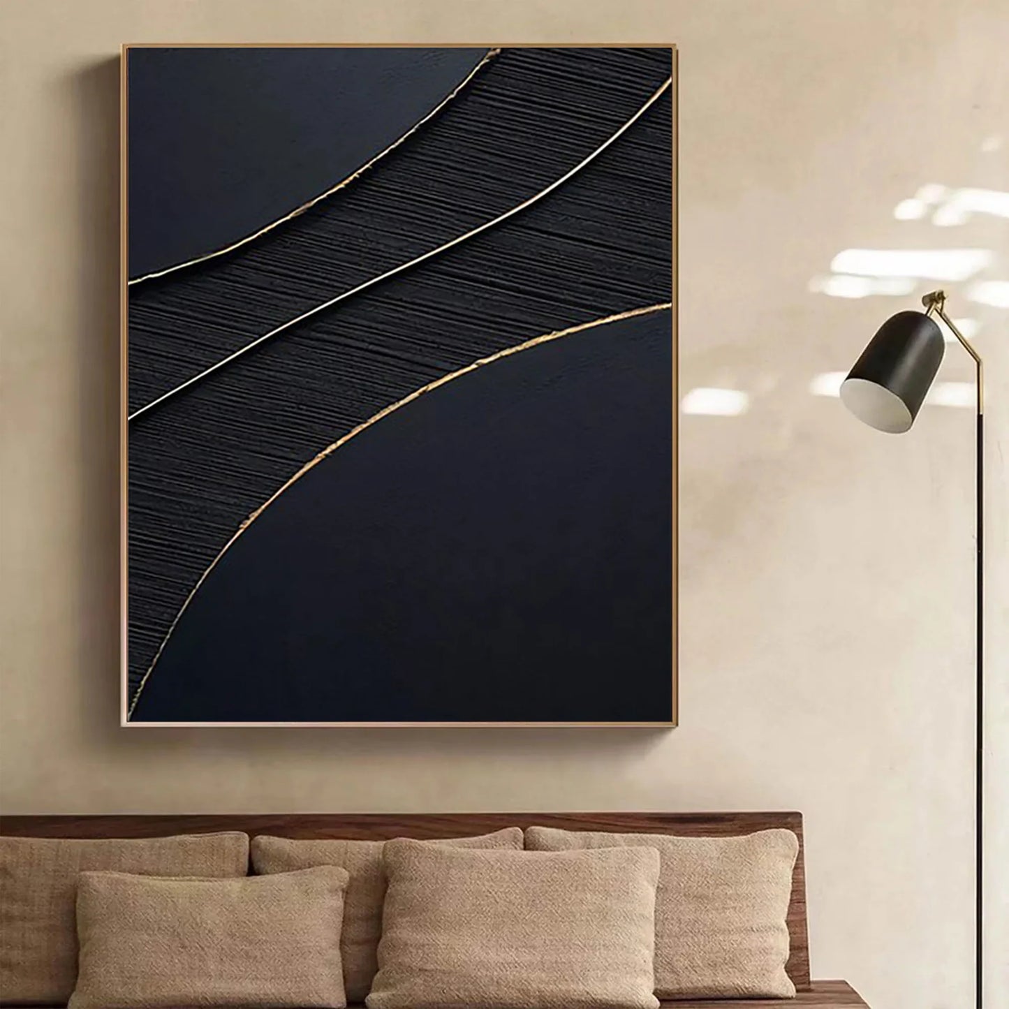 Black Gold Minimalist Textured Painting #MZ049