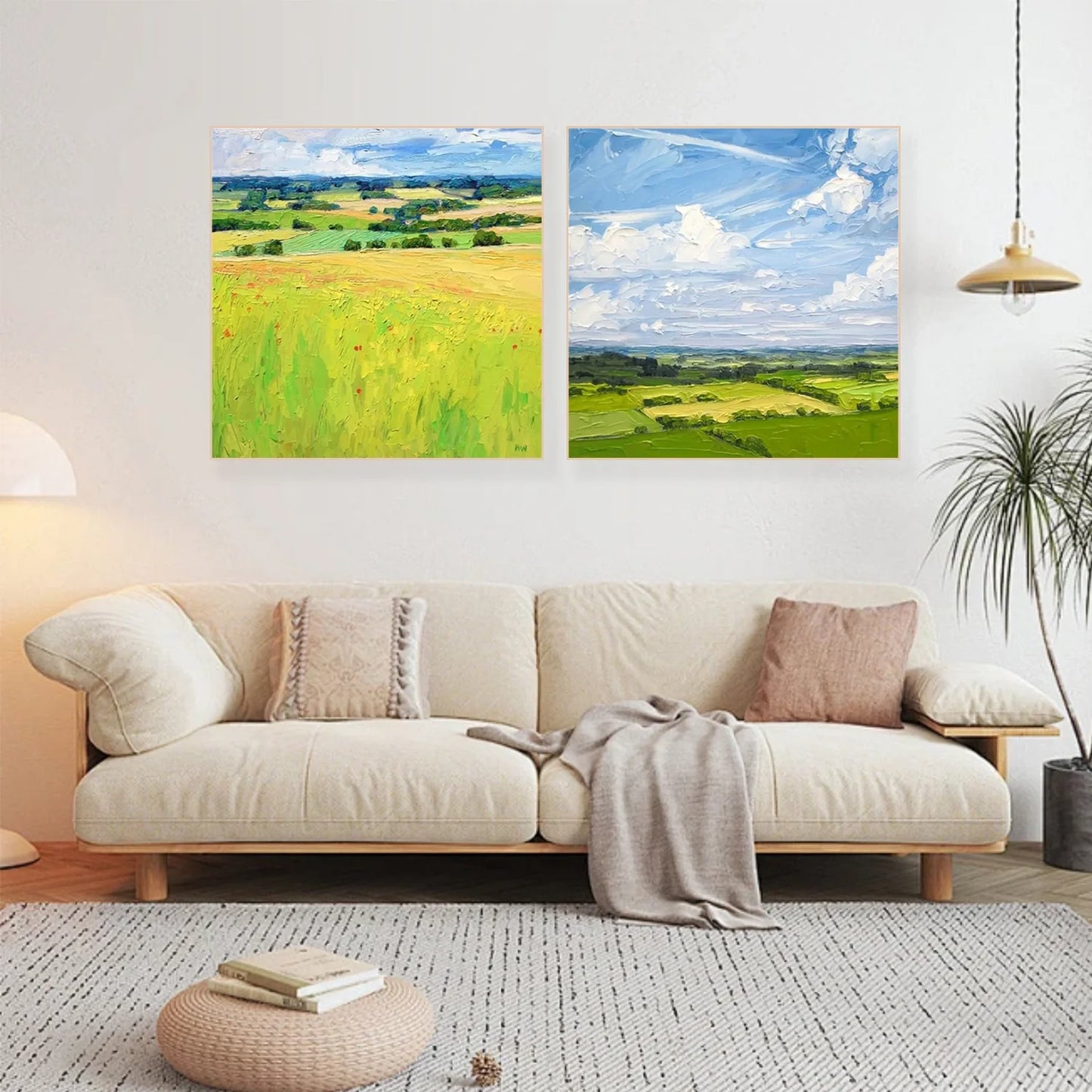 Abstract Urban Squsre Set of 2  Landscape Painting #UL 040