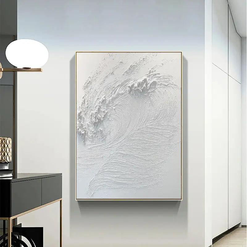 White Minimalist Textured Painting Canvas #MM014