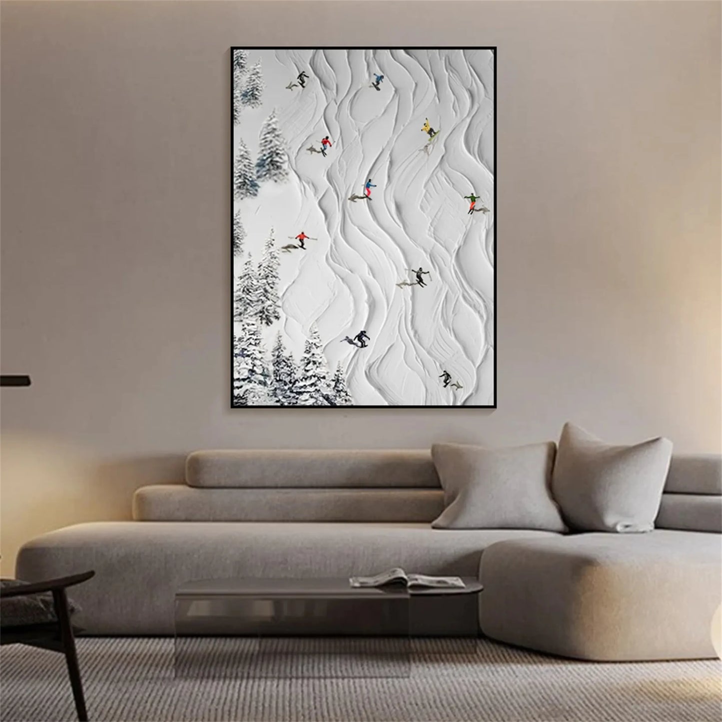 Skiing Sport Art Textured Painting Canvas #MM213