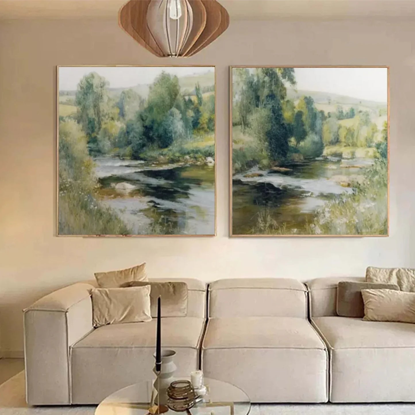 Abstract Urban Square Set of 2  Landscape Painting #UL 046