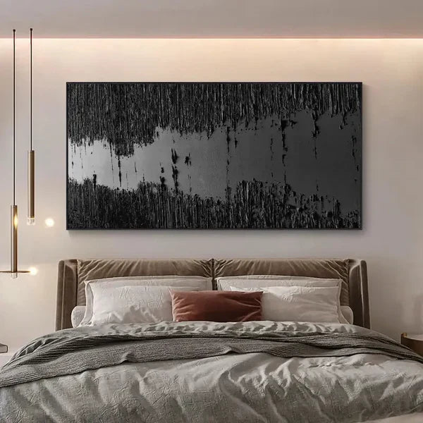 Black Minimalist Textured Painting #MZ014