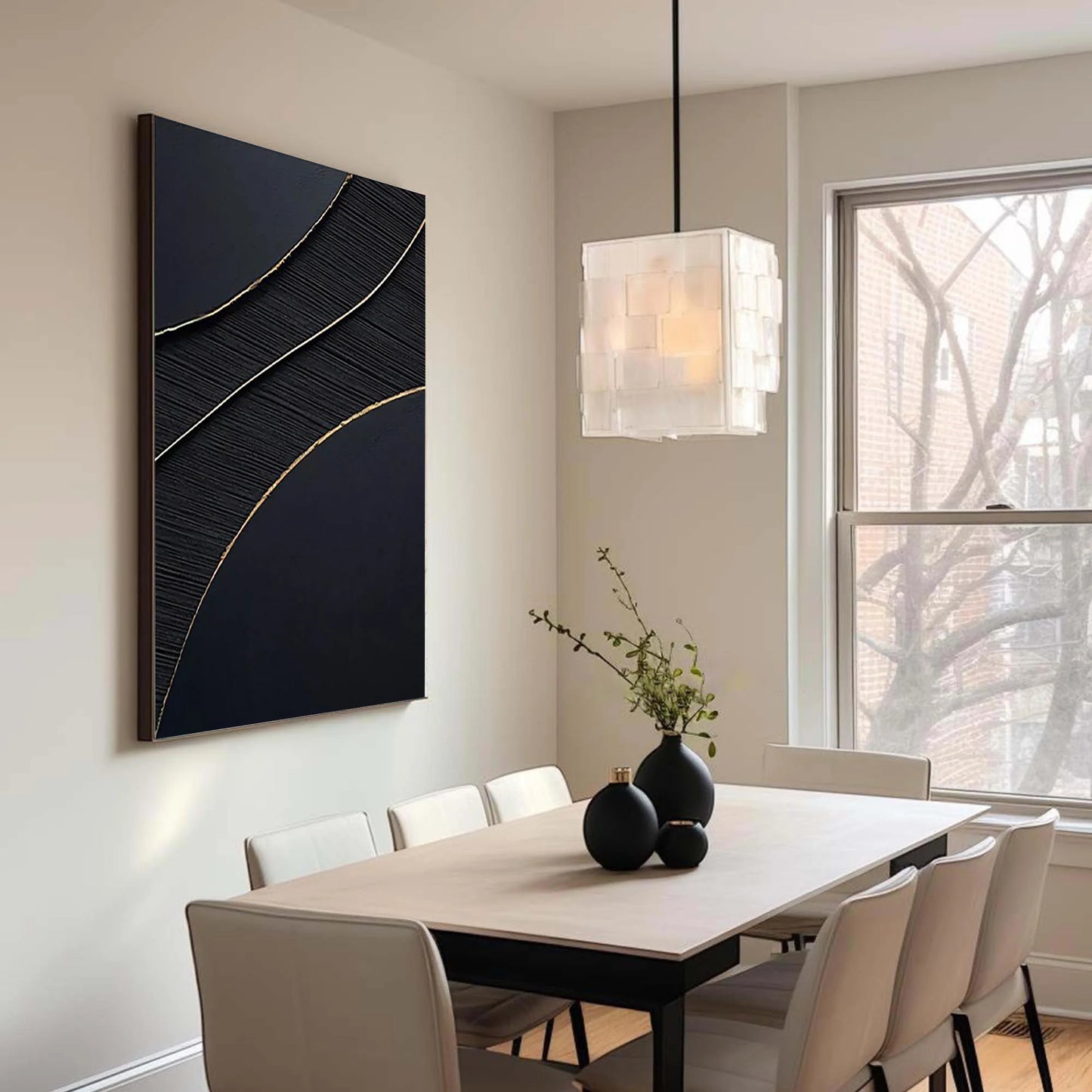 Black Gold Minimalist Textured Painting #MZ049