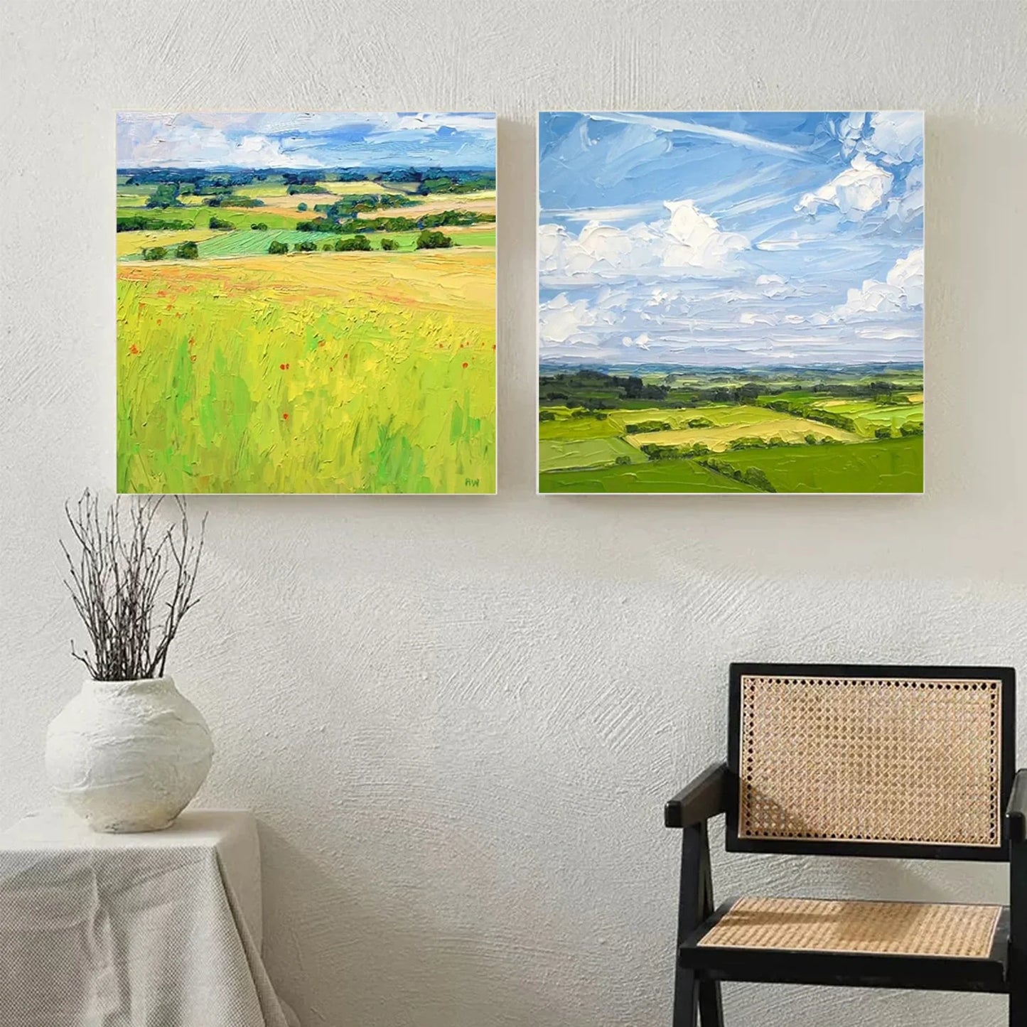 Abstract Urban Squsre Set of 2  Landscape Painting #UL 040