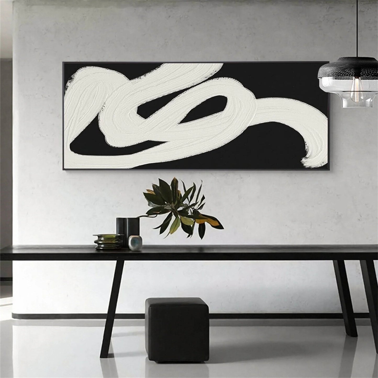 Black White Textured Minimalist Wall Art #MZ066