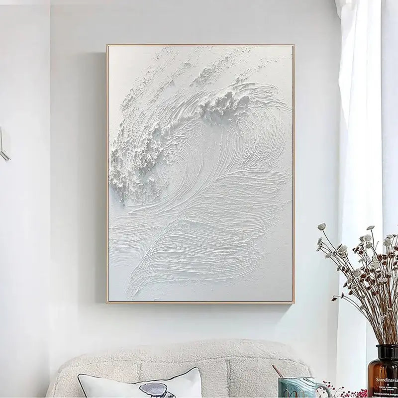 White Minimalist Textured Painting Canvas #MM014