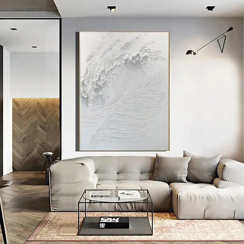 White Minimalist Textured Painting Canvas #MM014