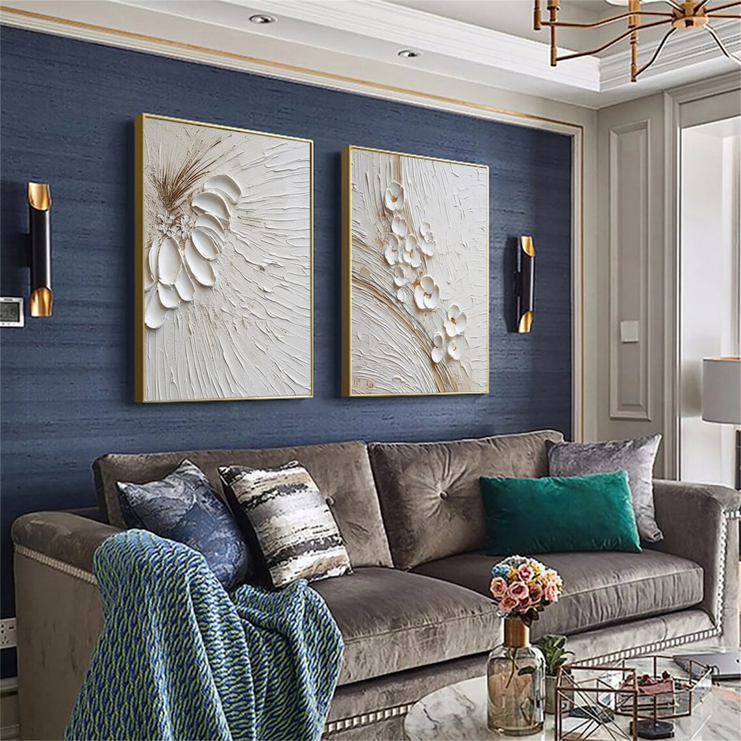 #CL-Custom Color Flower And Tree Painting Set of 2 #FT 038