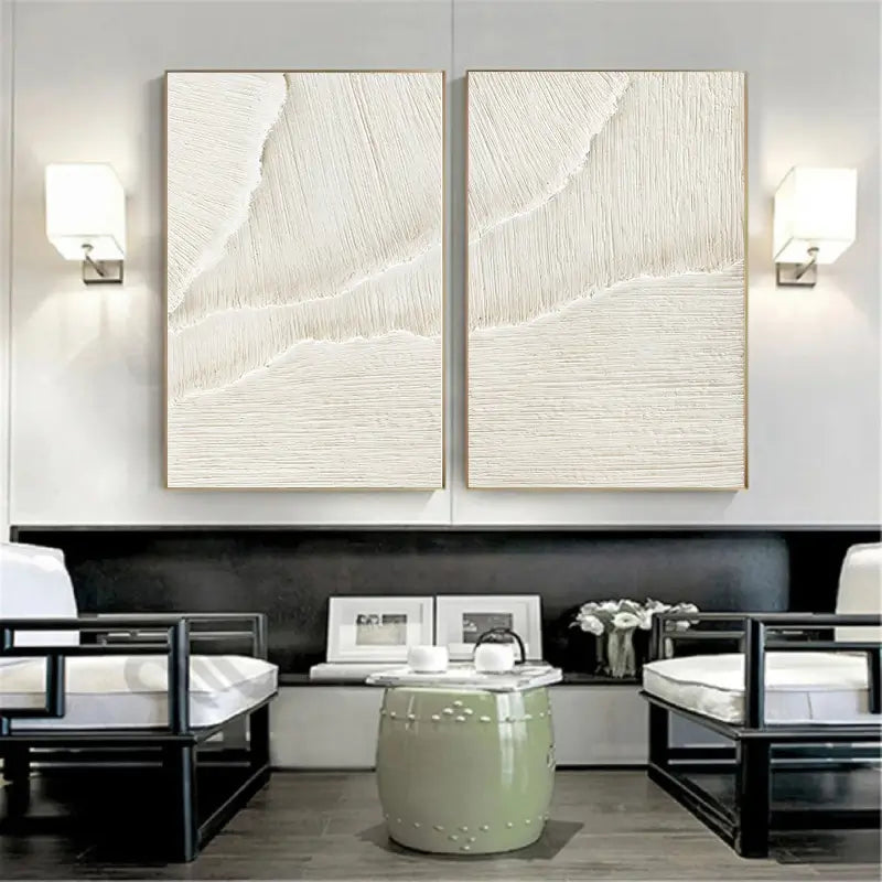 Plaster Art Minimalist Textured Paintings Set of 2 #MM056
