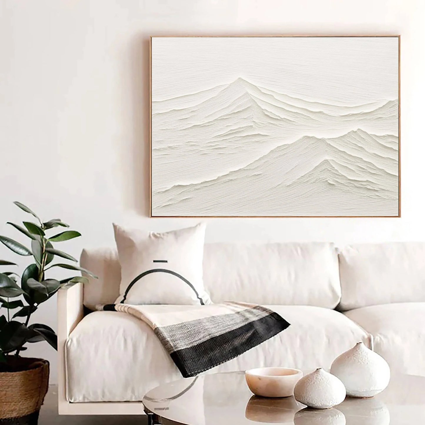 White Minimalist Textured Painting Canvas #MM071